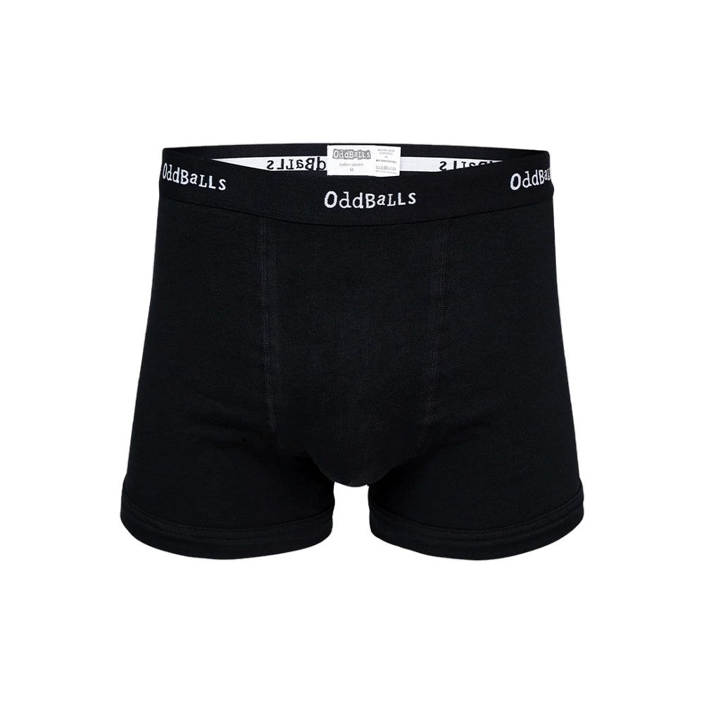 Black - Side - OddBalls Mens Classic Plain Boxer Shorts (Pack of 4)