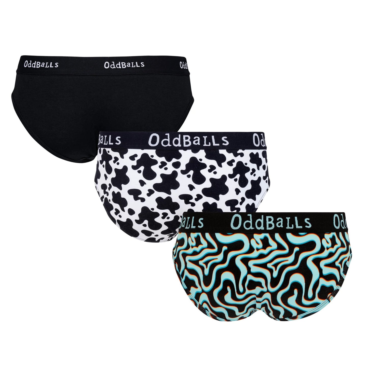 Black - Back - OddBalls Womens-Ladies Classic Plain Briefs (Pack of 3)