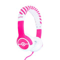 Pink-White - Back - Pokemon Childrens-Kids Pokeball On-Ear Headphones