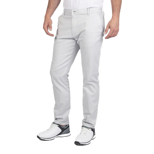 Light Grey - Back - Island Green Mens Stretch Chino Tapered Golf Trousers
