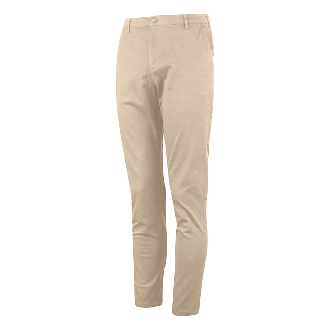 Stone - Front - Island Green Mens Stretch Chino Tapered Golf Trousers