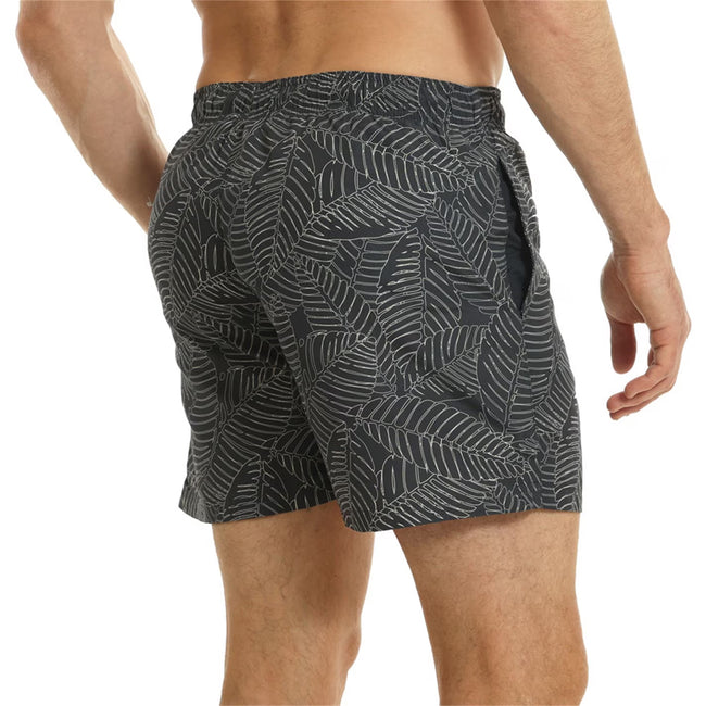 Navy Blue - Back - RIPT Essentials Mens Leaf Print Swim Shorts