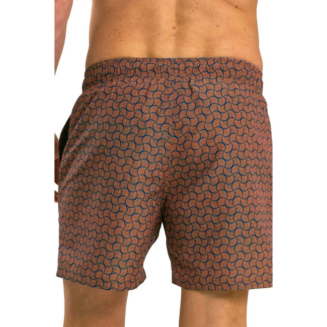 Orange - Back - RIPT Essentials Mens Swirl Print Swim Shorts
