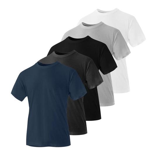 Multicoloured - Front - Iron Mountain Mens Crew Neck Relaxed Fit T-Shirt (Pack of 5)