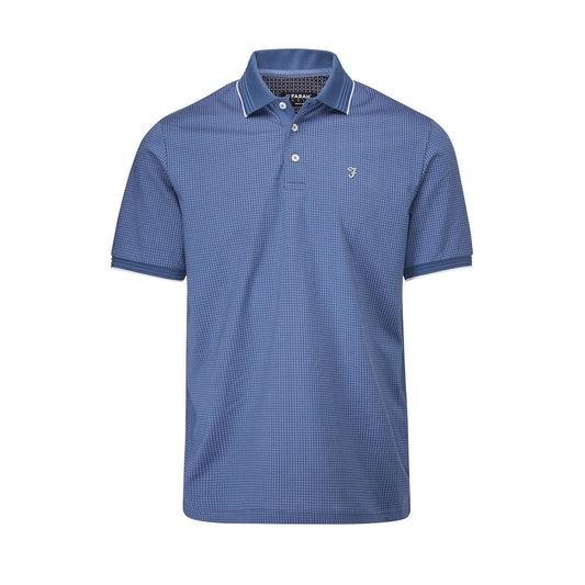 Dusky Blue-White - Front - Farah Mens Ferris Polo Shirt