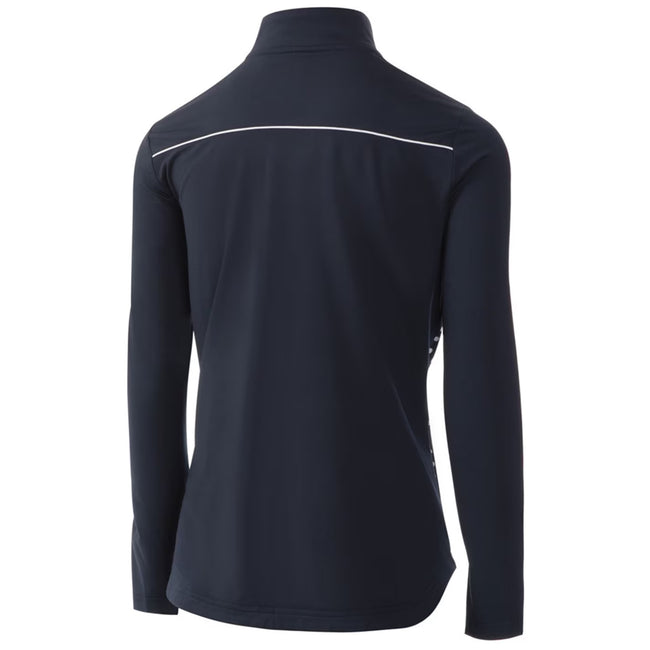 Navy-White - Back - Island Green Womens-Ladies Zip Drop Hem Top Layer