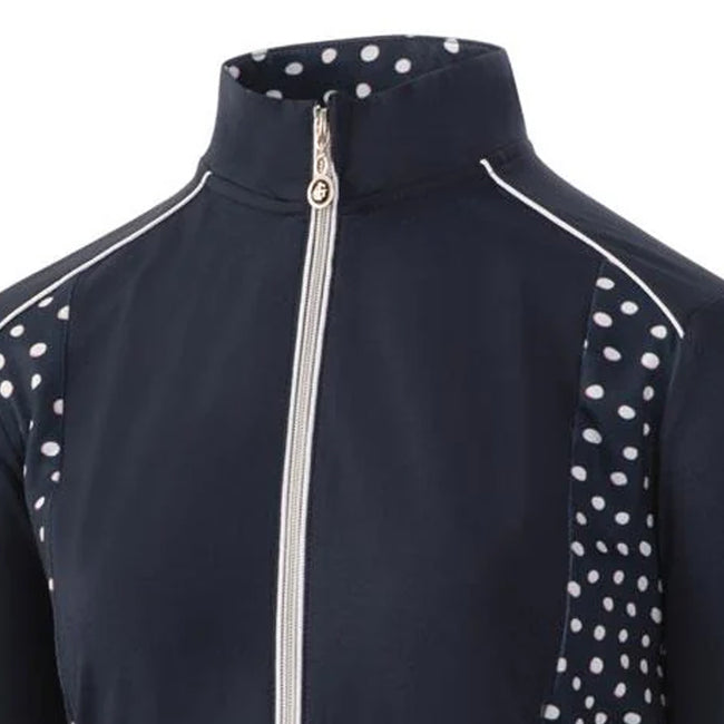 Navy-White - Lifestyle - Island Green Womens-Ladies Zip Drop Hem Top Layer