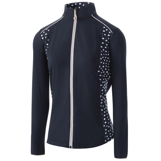 Navy-White - Front - Island Green Womens-Ladies Zip Drop Hem Top Layer