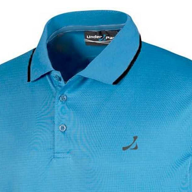 Turquoise - Side - Under Par Mens Waffle Knit Polo Shirt