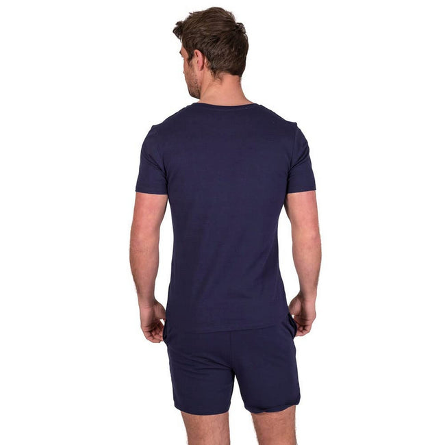 Navy Blue - Back - Light And Shade Mens Classic Short Pyjama Set