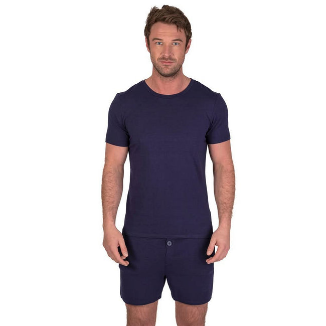 Navy Blue - Side - Light And Shade Mens Classic Short Pyjama Set