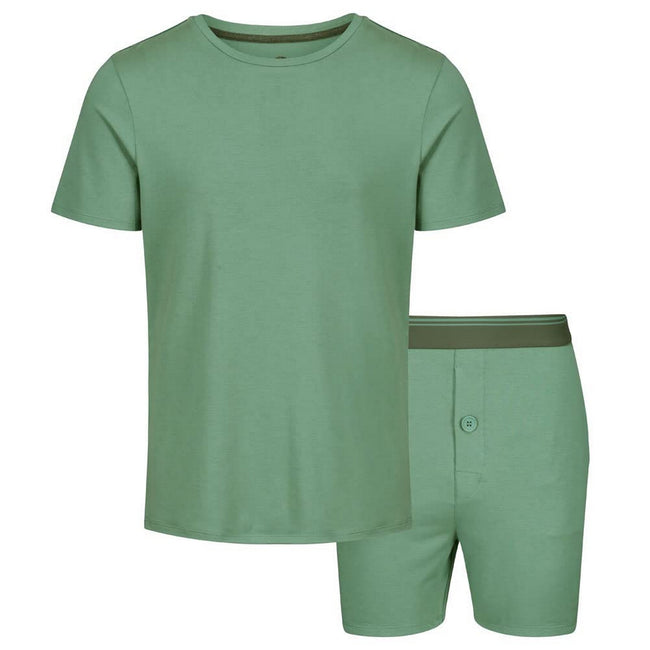 Green - Front - Light And Shade Mens Classic Short Pyjama Set