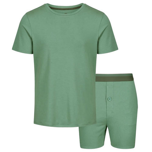 Green - Front - Light And Shade Mens Classic Short Pyjama Set