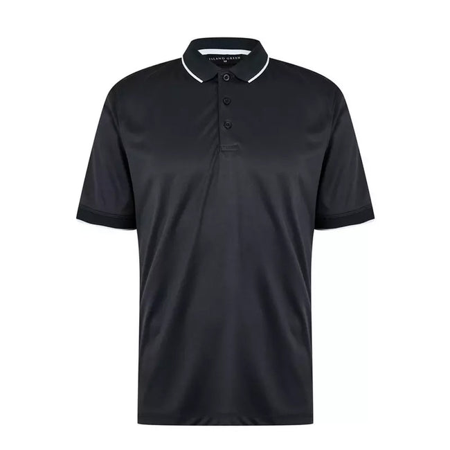 Black - Front - Island Green Mens Performance Polo Shirt
