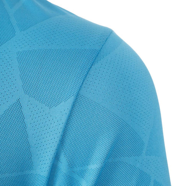 Turquoise - Side - Island Green Mens Jacquard UV Protection Golf Polo Shirt