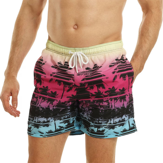 Pink - Front - RIPT Essentials Mens Printed Swim Shorts