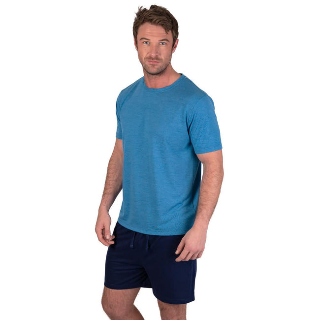 Blue-Navy Blue - Lifestyle - Light And Shade Mens Crew Neck Short Pyjama Set