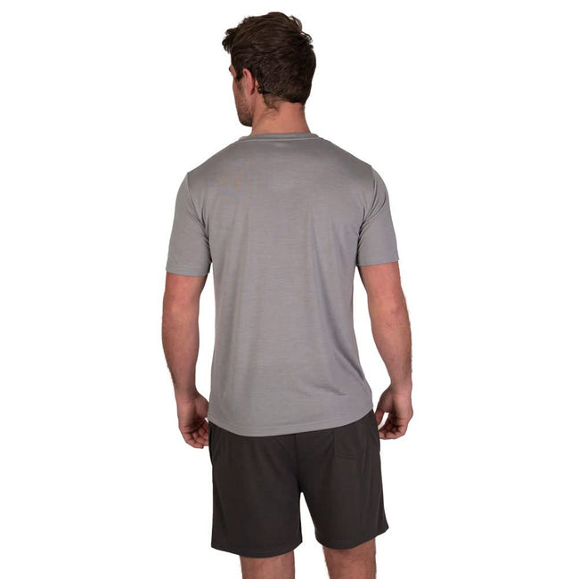 Light Grey Marl-Charcoal - Side - Light And Shade Mens Crew Neck Short Pyjama Set