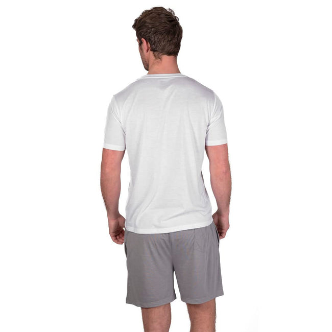 White-Light Grey - Side - Light And Shade Mens Crew Neck Short Pyjama Set