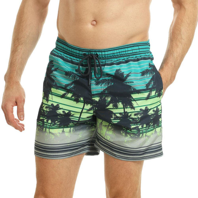 Lime-Blue - Front - RIPT Essentials Mens Palm Tree Swim Shorts