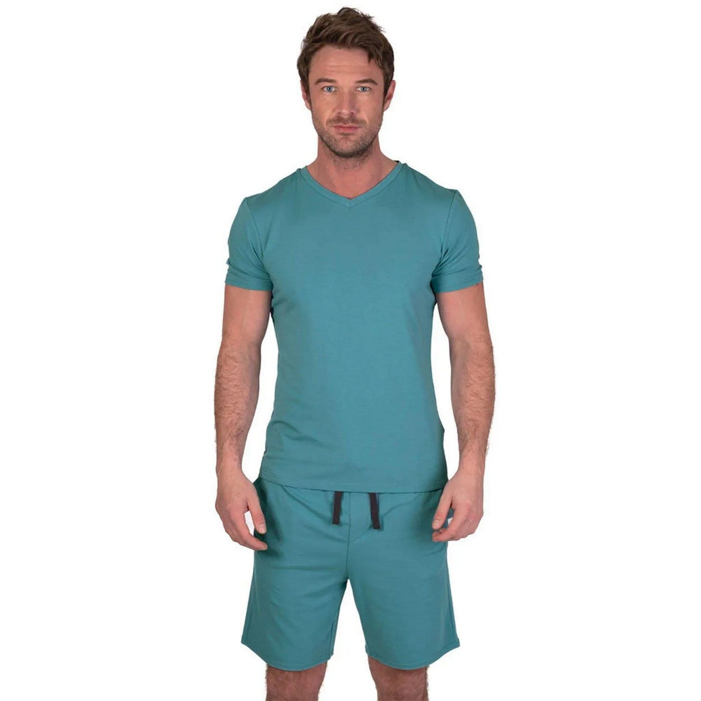 Blue - Pack Shot - Light And Shade Mens Classic V Neck Pyjama Set