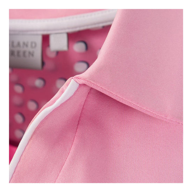 Pink-White - Side - Island Green Womens-Ladies Golf Sleeveless Polo Shirt