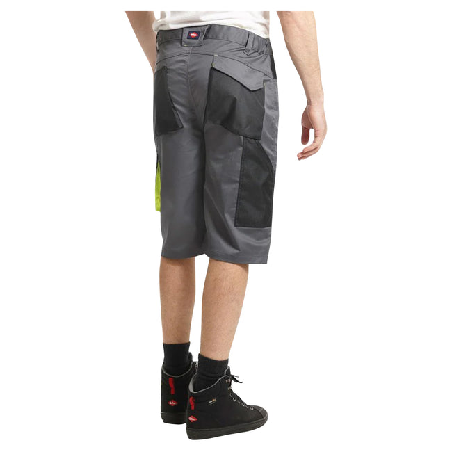 Grey-Black - Back - Lee Cooper Mens Stretch Reflective Multi Pocket Cargo Shorts