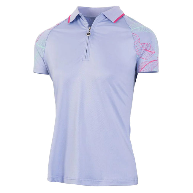 Purple - Front - Island Green Womens-Ladies Leaf Print Raglan Golf Polo Shirt
