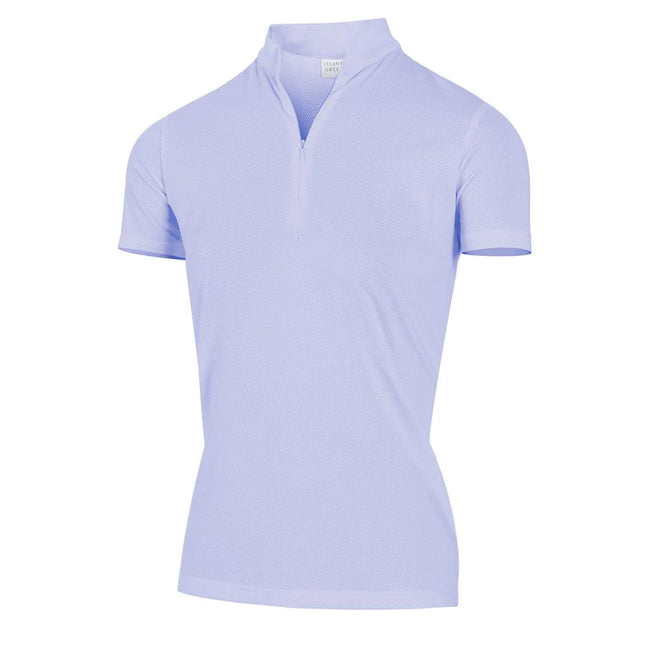 Purple - Front - Island Green Womens-Ladies Mandarin Collar Polo Shirt
