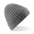 Heather - Front - Beechfield Unisex Winter Chunky Ribbed Beanie Hat
