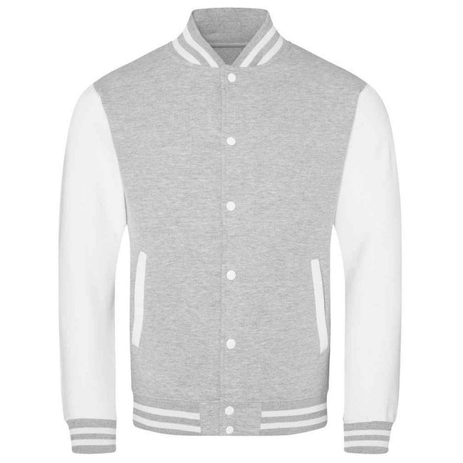 Heather Grey-White - Front - Awdis Unisex Varsity Jacket