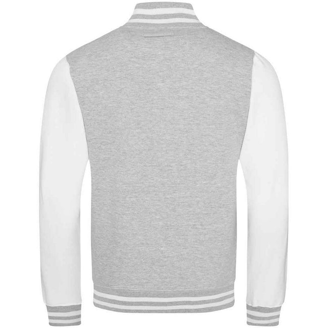 Heather Grey-White - Back - Awdis Unisex Varsity Jacket