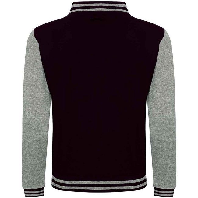 Jet Black-Heather Grey - Back - Awdis Unisex Varsity Jacket