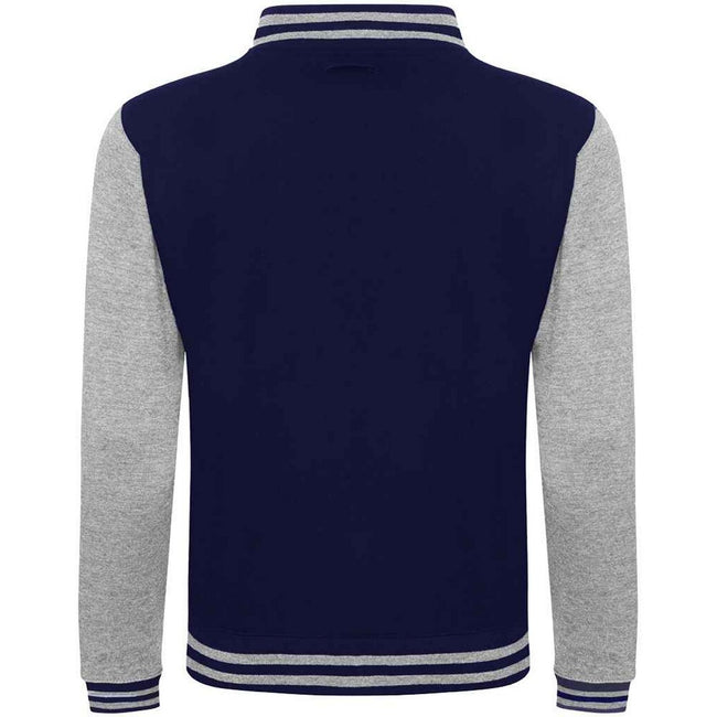 Oxford Navy-Heather Grey - Back - Awdis Unisex Varsity Jacket