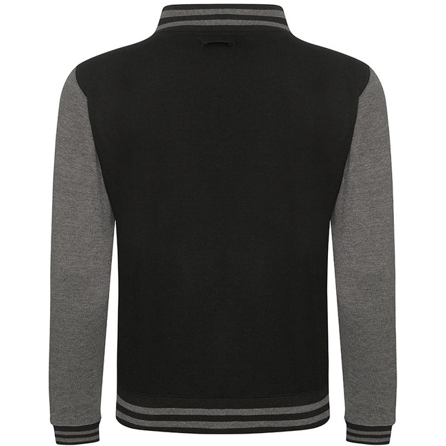 Jet Black-Charcoal - Back - Awdis Unisex Varsity Jacket