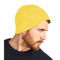 Yellow - Side - Beechfield Plain Basic Knitted Winter Beanie Hat