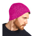 Fuchsia - Side - Beechfield Plain Basic Knitted Winter Beanie Hat