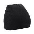 Black - Front - Beechfield Plain Basic Knitted Winter Beanie Hat
