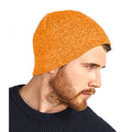 Fluorescent Orange - Side - Beechfield Plain Basic Knitted Winter Beanie Hat