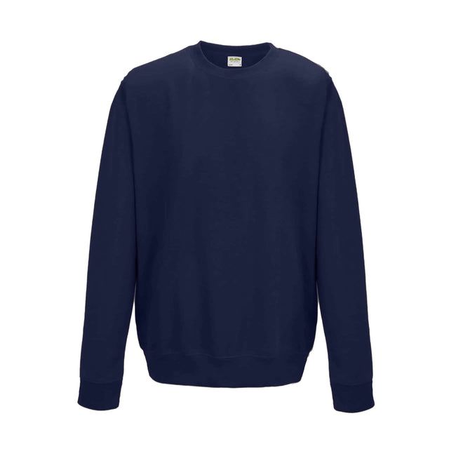 New French Navy - Front - AWDis Just Hoods AWDis Unisex Crew Neck Plain Sweatshirt (280 GSM)