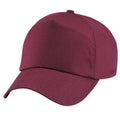 Burgundy - Back - Beechfield Plain Unisex Junior Original 5 Panel Baseball Cap