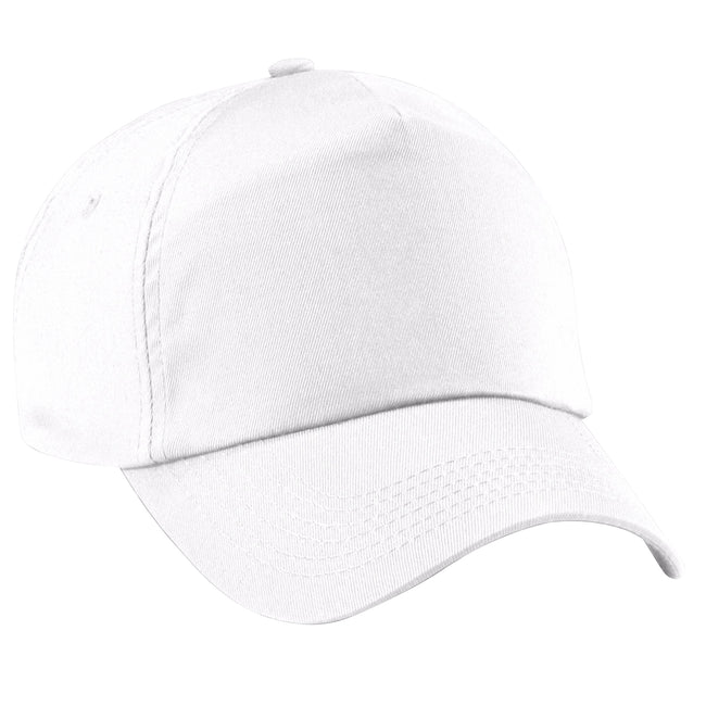 White - Front - Beechfield Plain Unisex Junior Original 5 Panel Baseball Cap