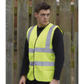 Fluorescent Yellow - Back - Warrior Mens High Visibility Safety Waistcoat - Vest
