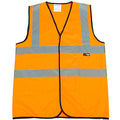 Fluorescent Orange - Back - Warrior Mens High Visibility Safety Waistcoat - Vest