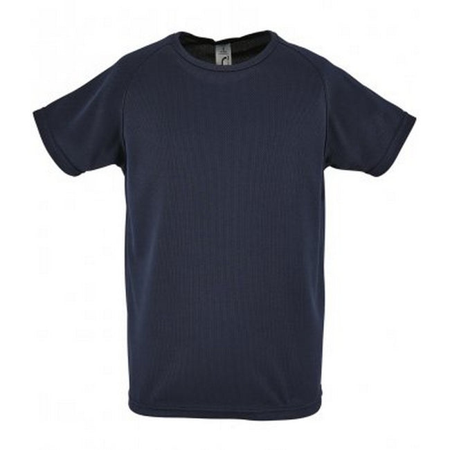 French Navy - Front - SOLS Childrens-Kids Sporty Unisex Short Sleeve T-Shirt