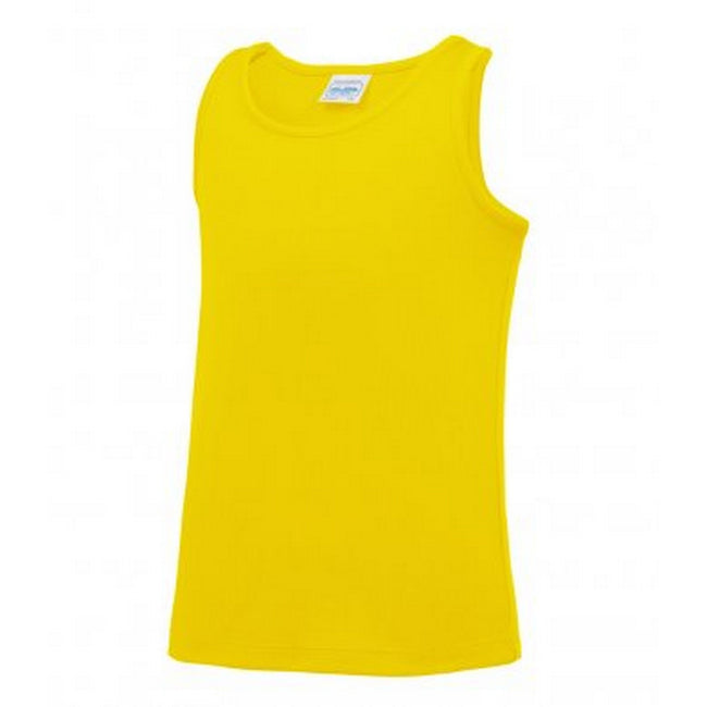Fire Red - Side - AWDis Childrens-Kids Just Cool Sleeveless Vest Top