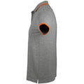 Grey Marl-Orange - Side - SOLS Mens Pasadena Tipped Short Sleeve Pique Polo Shirt