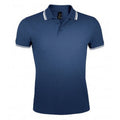 French Navy-White - Front - SOLS Mens Pasadena Tipped Short Sleeve Pique Polo Shirt