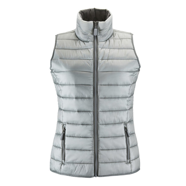 Metal Grey - Front - SOLS Womens-Ladies Wave Padded Water Repellent Bodywarmer-Gilet