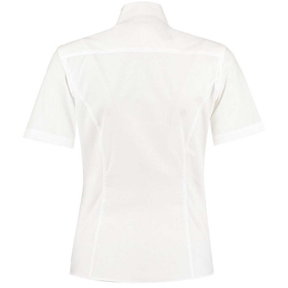 White - Back - Kustom Kit Womens-Ladies Short Sleeve Business-Work Shirt